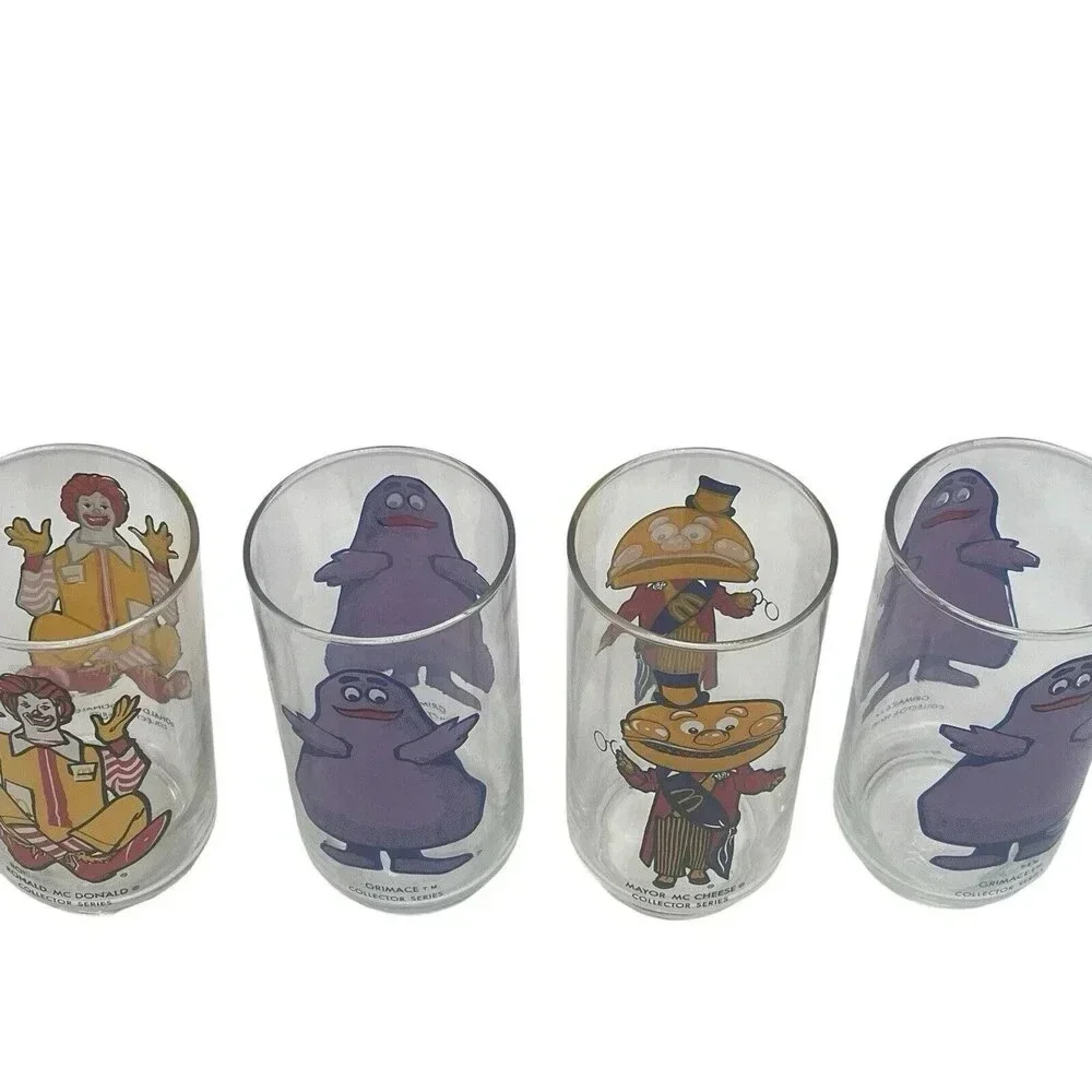 McDonalds McDonaldland Action Series Glasses Set Of 4 VINTAGE 1977 RARE